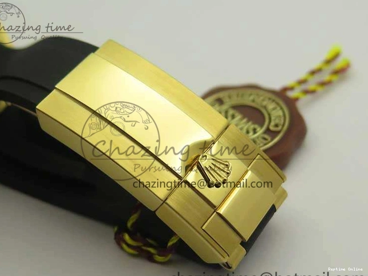 0522 Chic Daytona 116518LN YG JH Best Black Gold Dial On Rubber Strap A4130 (Free XS Rubber ) 3458